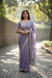 Lilac - Rich Saree with Thread / Stone Embroidery and Blouse Piece - UK stock - 24hr Dispatch - RS2525 VJ