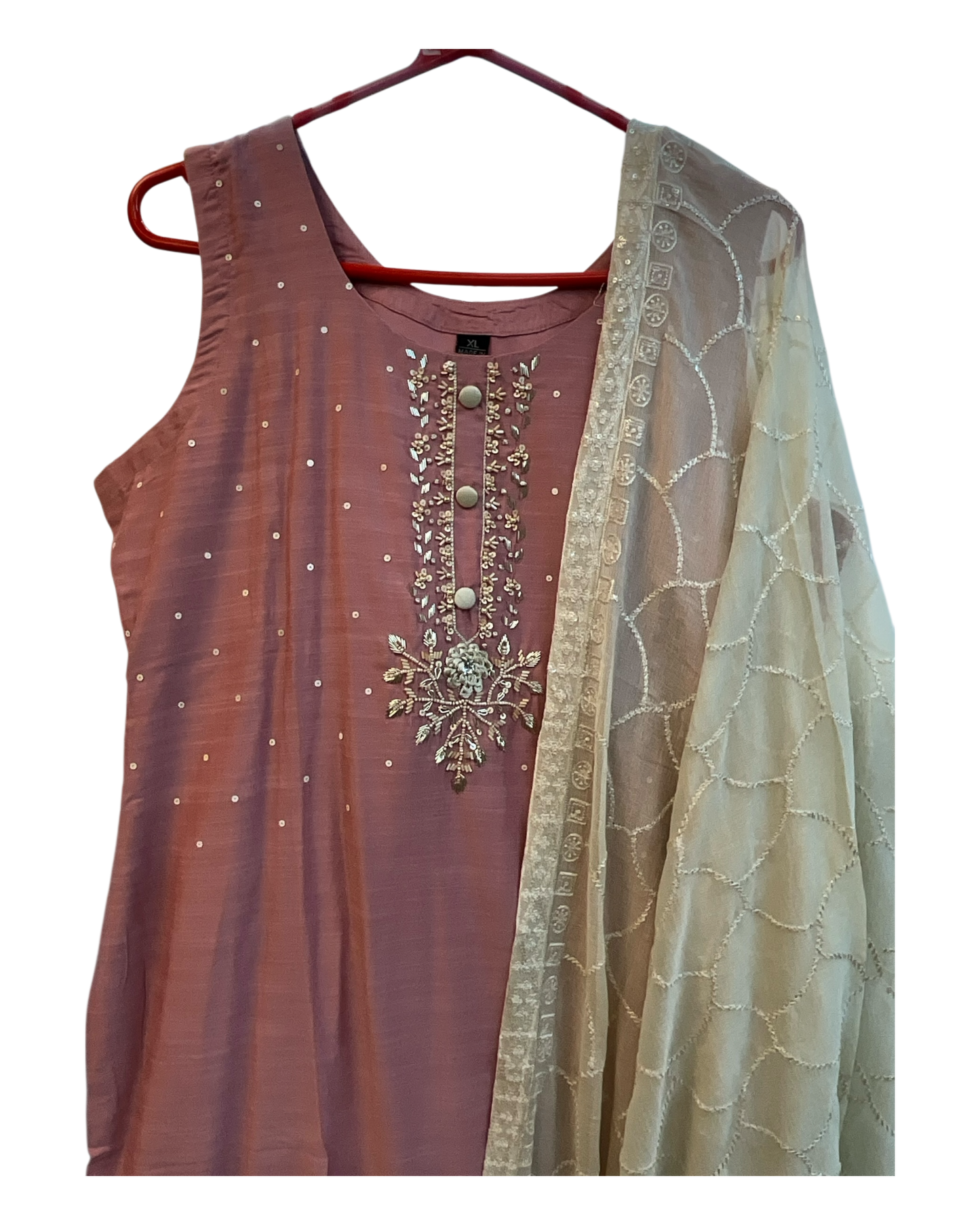 UK 14 / 40" - Dusty Pink - Silky Brocade Ladies Trousers Suit - Sangeet / Henna / Temple - OC815 VJ