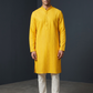 Haldi Yellow - Lucknawi Chikankari Chiffon Self Embroidered Mens Indian Kurta set - Weddings / Walimas , Sangeet, Mehndi / Henna , Eid / Diwali - SHU2607 05KP26