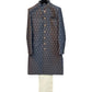 Grey - Classic Banarasi Handloom Brocade Sherwani with Gold Buttons - UK Stock - BS787 08JC25