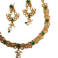 Green - Small Size Antique Gold Finish Necklace Set with Earrings - TOH2401  R 0424