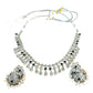 Navy Blue - Medium Size Silver Finish Necklace Set with Earrings - UK Stock - SJ06 08H25