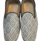 Very Comfortable Silver Grey Brocade Loafer Style Mojri - Indian Mens shoes - Mojari , Khossay -  YD2602