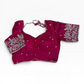 Size 36" / UK 10 - Fuchsia Pink - Zari Embroidered Silk Blouse with Elbow-Length Sleeves - UK Stock - With Margin inside - VAM1296 - KY