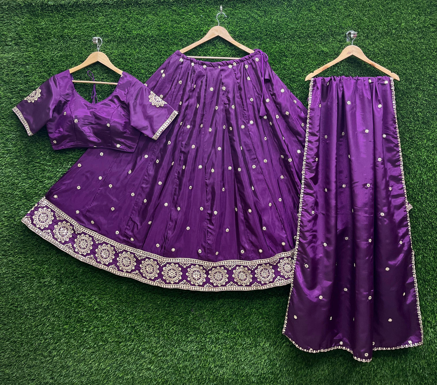 Wine - Silky Lehenga Set - Mehndi / Sangeet / Bridesmaids / Weddings / Garba  - Size UK 12 (38" Bust) Adjustable to Size 14 - UK Stock - 24h Dispatch - AF2602 02TY26