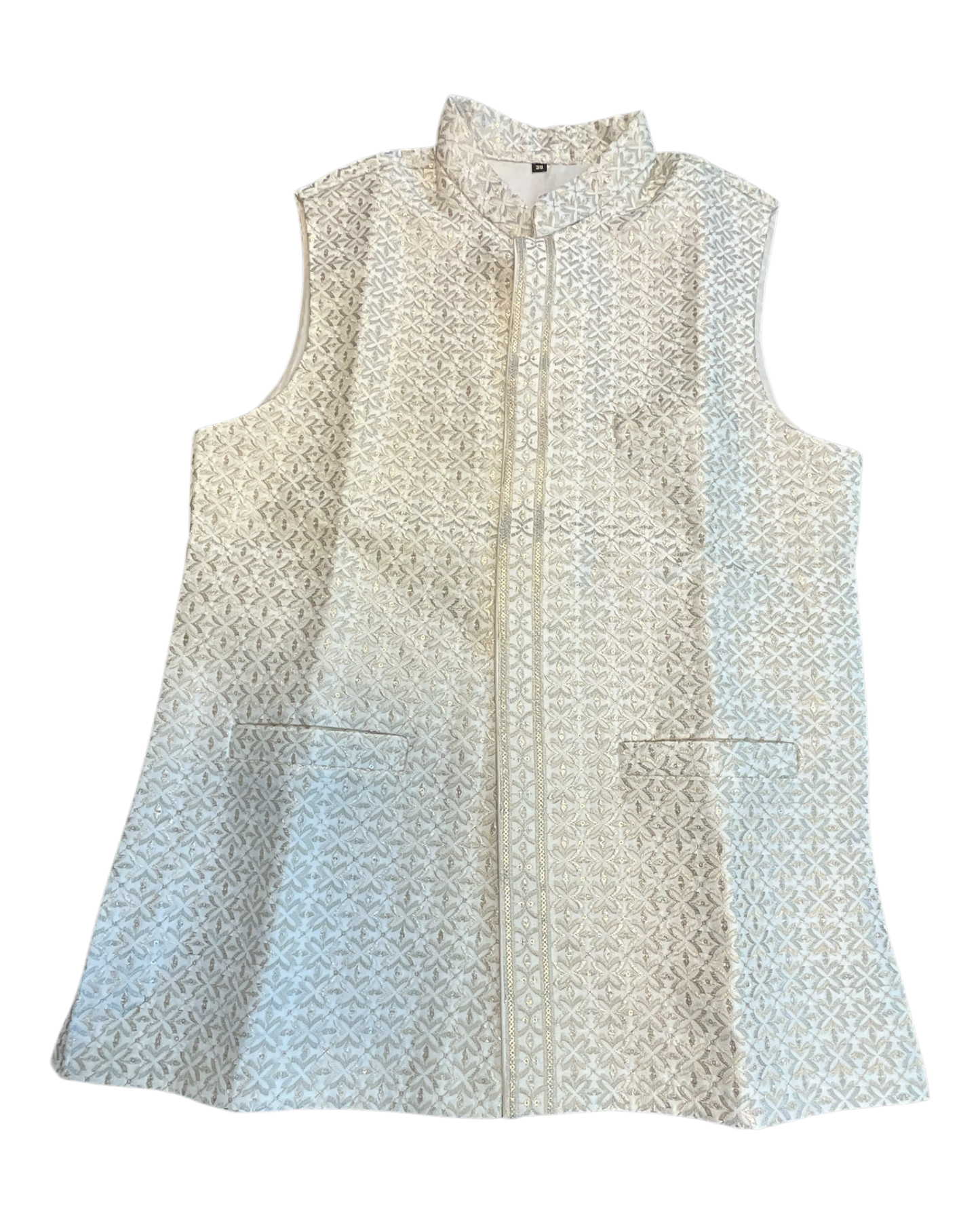 Cream / Off White - All Over Embroidered - Mens Indian Waistcoat - UK Stock - 24 hr Dispatch - KCS4835 06KA26