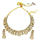 Clear / Neutral - Medium Size Antique Gold Finish Choki Necklace Set with Earrings - Bollywood - AVON-KU06  08VV25