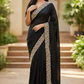 Black - Soft Crepe - Stone Work Saree with Blouse Piece - UK stock - 24hr Dispatch - RS2540 TV