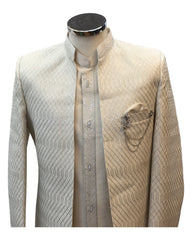 Cream / Off White - PREMIUM Mens Knee Length  Jacket with Long Waistcoat - Fantastic Fit - KCS6100 02PR25