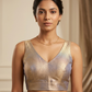 Size 38" / UK 12 - Copper Brown - Silky Saree blouse with cups,  Sleeveless - UK Stock - Quick Delivery - RNK - R722A-KY