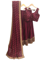 Dark Magenta Silky Lehenga Set - Weddings ,Bridesmaids, Sangeet,  Henna, Haldi - 24h Dispatch - AF2401 TT 0324