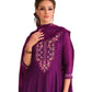 Purple / Wine - Simple / Classy Ladies Indian Trousers Suit with Printed Dupatta - Size 12 (38") - LL22602 VV 1024