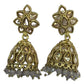 Grey - Medium - Antique Finish Traditional Zhumki Earrings - Bollywood - Weddings - SV2407J 0724