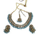 Light / Sky Blue - Medium Size Antique Gold Finish Necklace Set with Earrings - PRI1763  11H24