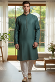 Sage Green - Banarasi Handloom Brocade Mens Indian Kurta set - UK Stock - Weddings / Walimas , Sangeet, Diwali, Eid, Mehndi / Henna - VEE2533 KC