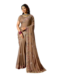 Champagne / Beige - Fancy Party Saree with Blouse Piece - UK stock - 24hr Dispatch - LTF905 07VV26