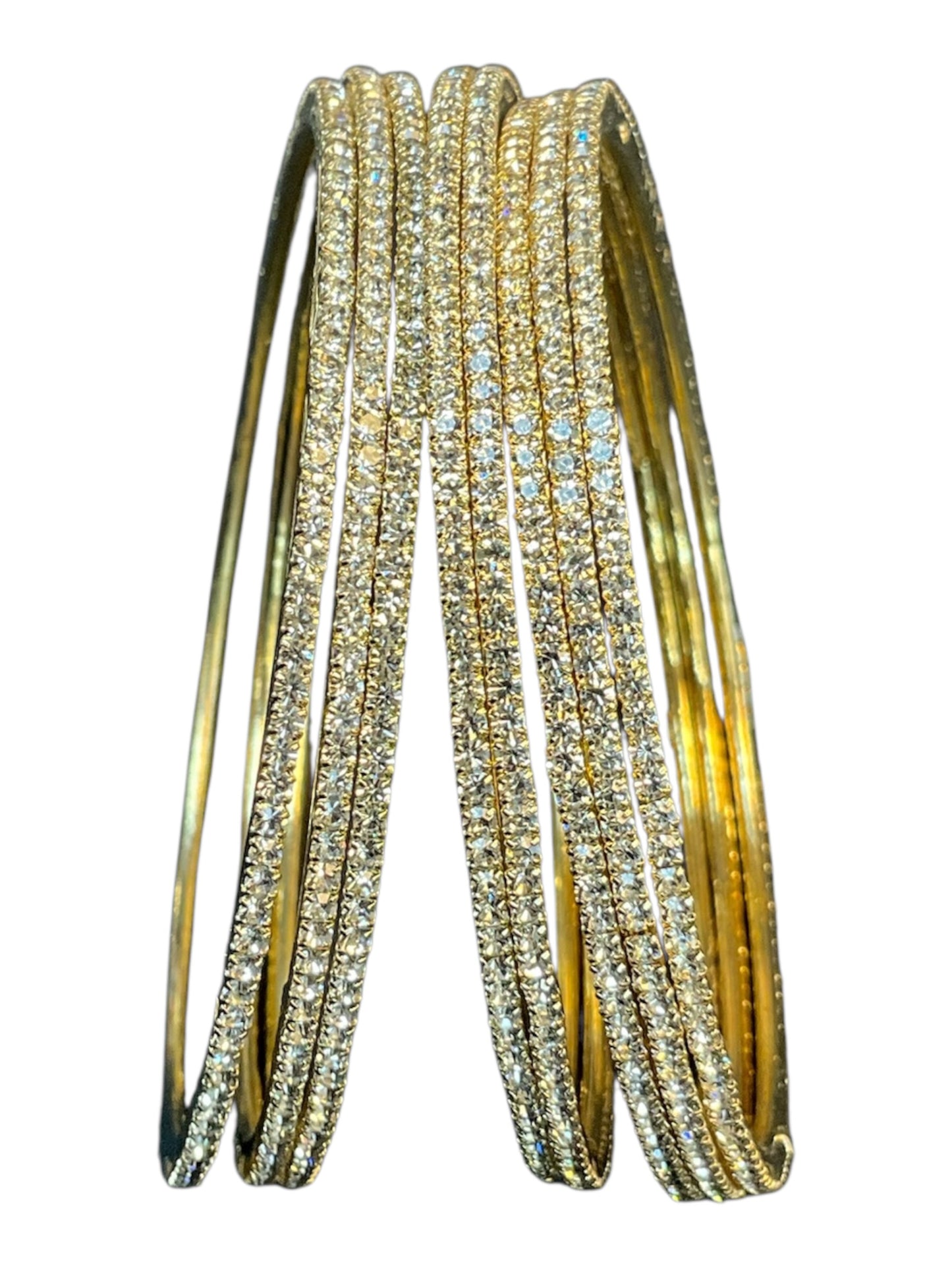 Clear / White Stones - Set of 8 Diamante Stone Bangles -  M to XXL - HAN2602 07Ka26