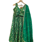 Forest Green - Banarasi Brocade Silky Lehenga Set - Mehndi / Sangeet / Bridesmaids / Weddings / Garba  - Size UK 12 (38" Bust) Adjustable to Size 14 - UK Stock - 24h Dispatch - AF2601 02VP26