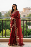 Coral Pink - Rich Saree with Stone Work and Blouse Piece - UK stock - 24hr Dispatch - RS2502 TH
