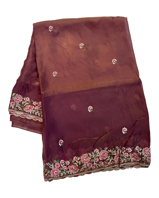 Dusty Pink - Fancy Party Saree with Blouse Piece - UK stock - 24hr Dispatch - LTF4601 07VY26
