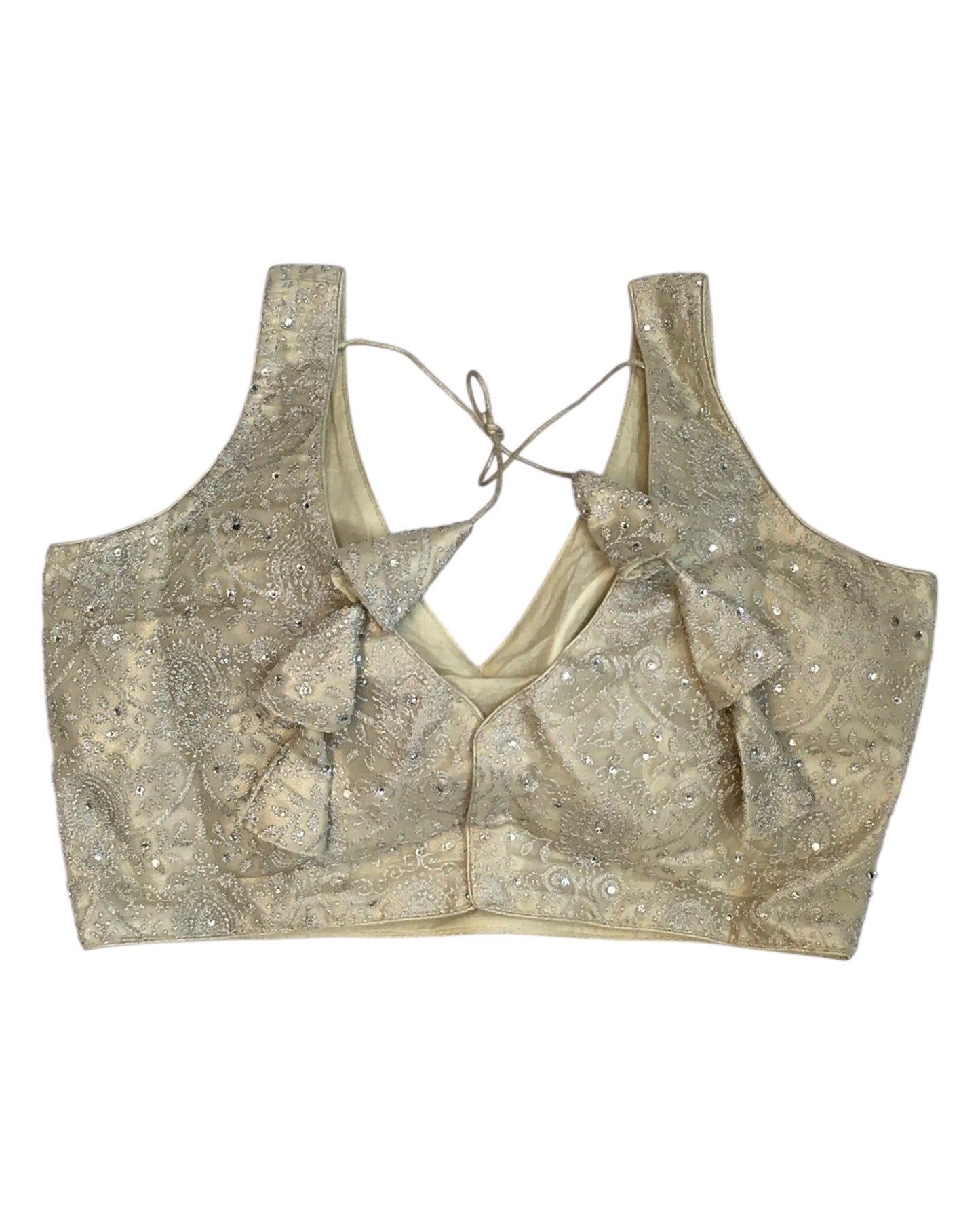 Champagne Gold - Fully Embroidered Saree / Lehenga Blouse - With Cups - Margin to loosen - UK Stock - AF2505 KV 1224