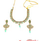 Sea Green - Small Size Antique Gold Finish Necklace Set with Earrings - Bollywood - AE2518 08A25