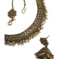 Gold / Neutral - Medium - Antique Gold Finish Necklace Set with Earrings - DAJ471 KY 0724