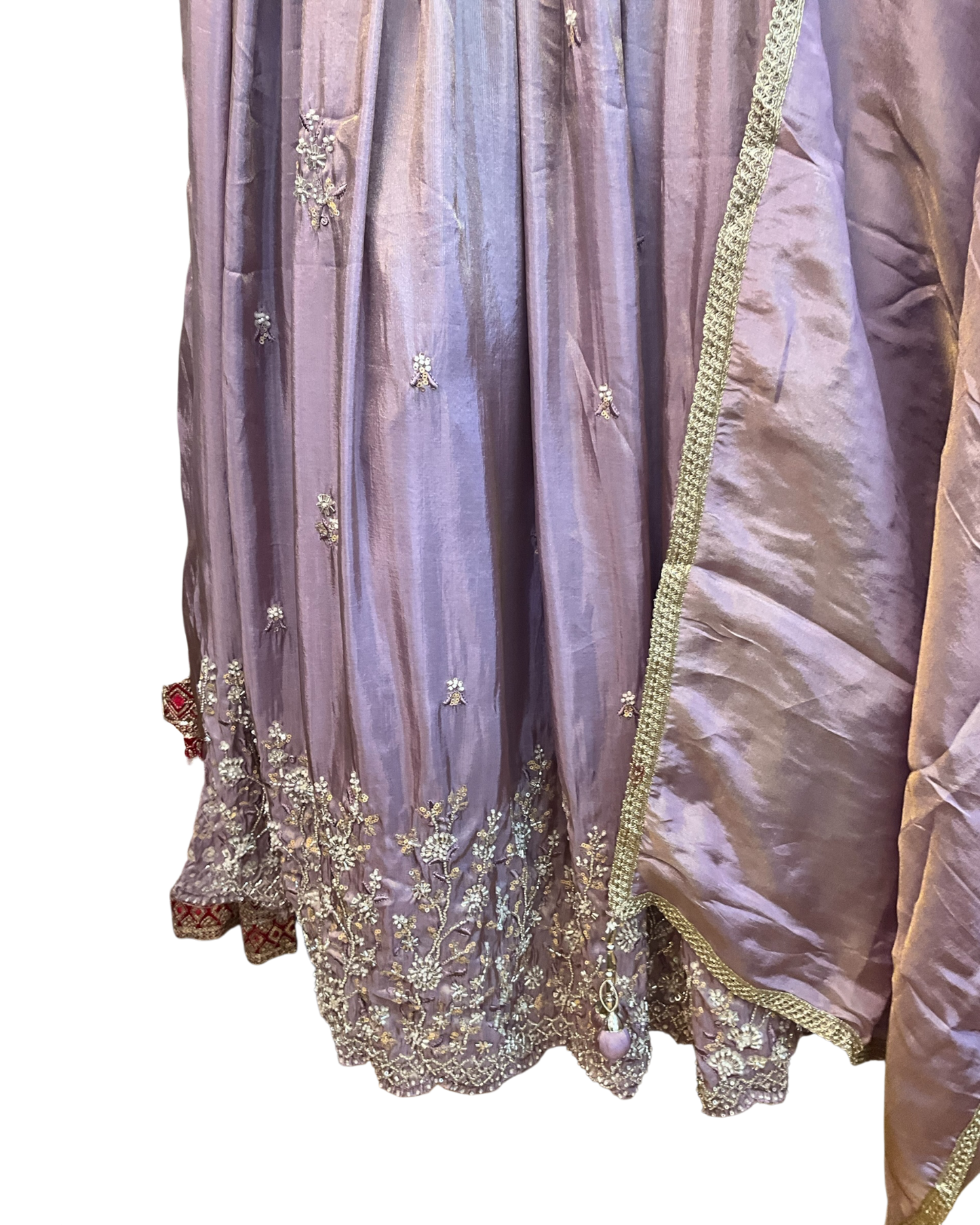 Size UK 14 (40" Bust) Long Sleeves - Pastel Lilac - Silky Lehenga Set - Mehndi / Sangeet / Bridesmaids / Weddings / Garba  - UK Stock - 24h Dispatch - KM- VAN416 07JJ26