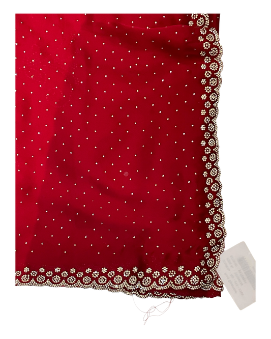 Red - Rich Saree with Stone Work and Blouse Piece - UK stock - 24hr Dispatch - RS2514 VC