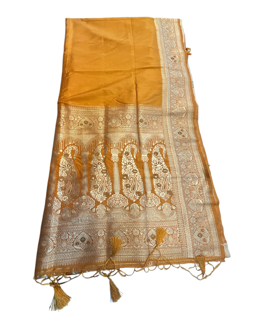 Haldi / Mustard Yellow 2 - Traditional Handloom Saree with Blouse Piece - UK stock - 24hr Dispatch - SP2630 KP