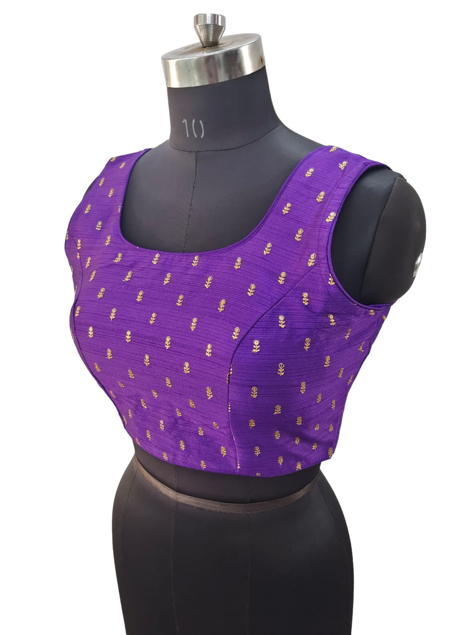 Purple - Dupion Silky Saree / Lehenga blouse - 38" Bust (UK 12) Can be let out to size 16  - AF2405 A 0324