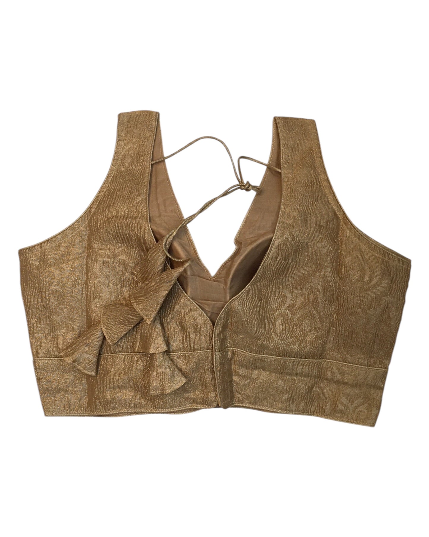 Rose Gold - Crushed Tissue Saree / Lehenga Blouse - With Cups - Margin to loosen - UK Stock - AF2341 C 1224