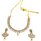 Pink - Small Size Antique Gold Finish Necklace Set with Earrings - Bollywood - AE2518 08A25