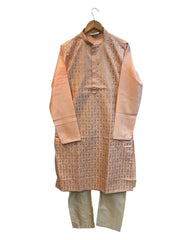 Pastel Peach - Rich Linen Mens Indian Kurta set - UK Stock - Weddings / Walimas , Sangeet, Diwali, Eid, Mehndi / Henna - NAD25719 KH