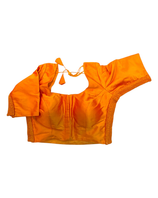 Orange - HYBRID Silky Saree blouse - With Elastic on both side for Great fit - Size 36",38", 40" S M L  - VAM1216 Ap