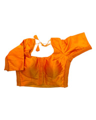 Orange - HYBRID Silky Saree blouse - With Elastic on both side for Great fit - Size 36