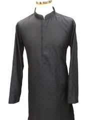 Navy Blue Self Diamond Jacquard Mens Indian Kurta set - Weddings / Walimas , Sangeet, Eid, Mehndi / Henna) - YD2406 KK 0324