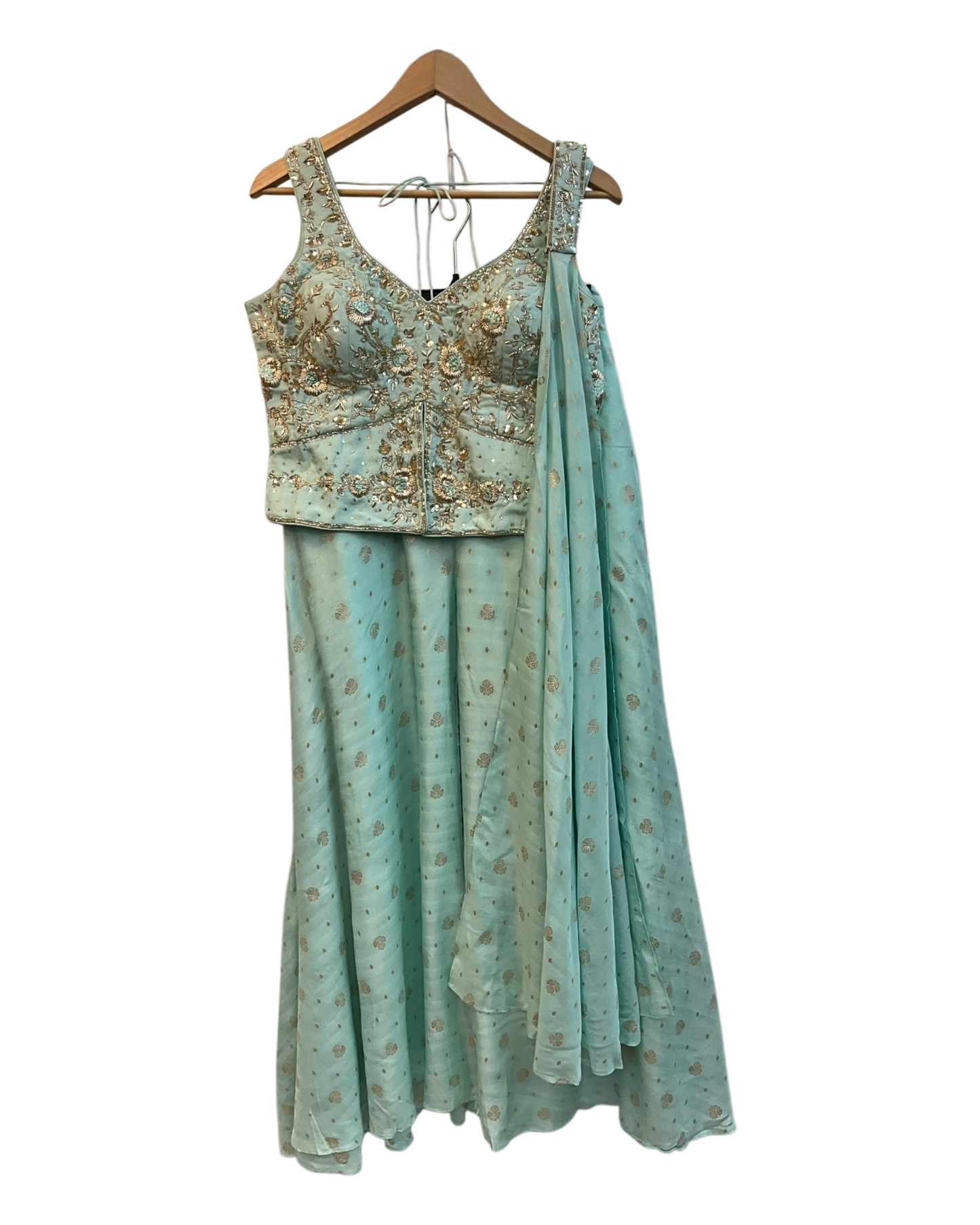 UK 12 / 38" - Sea Green - Designer Ladies Indian Short Top Palazzo Trousers Suit - UK Stock - 2/3 days delivery - VMK JINA RY