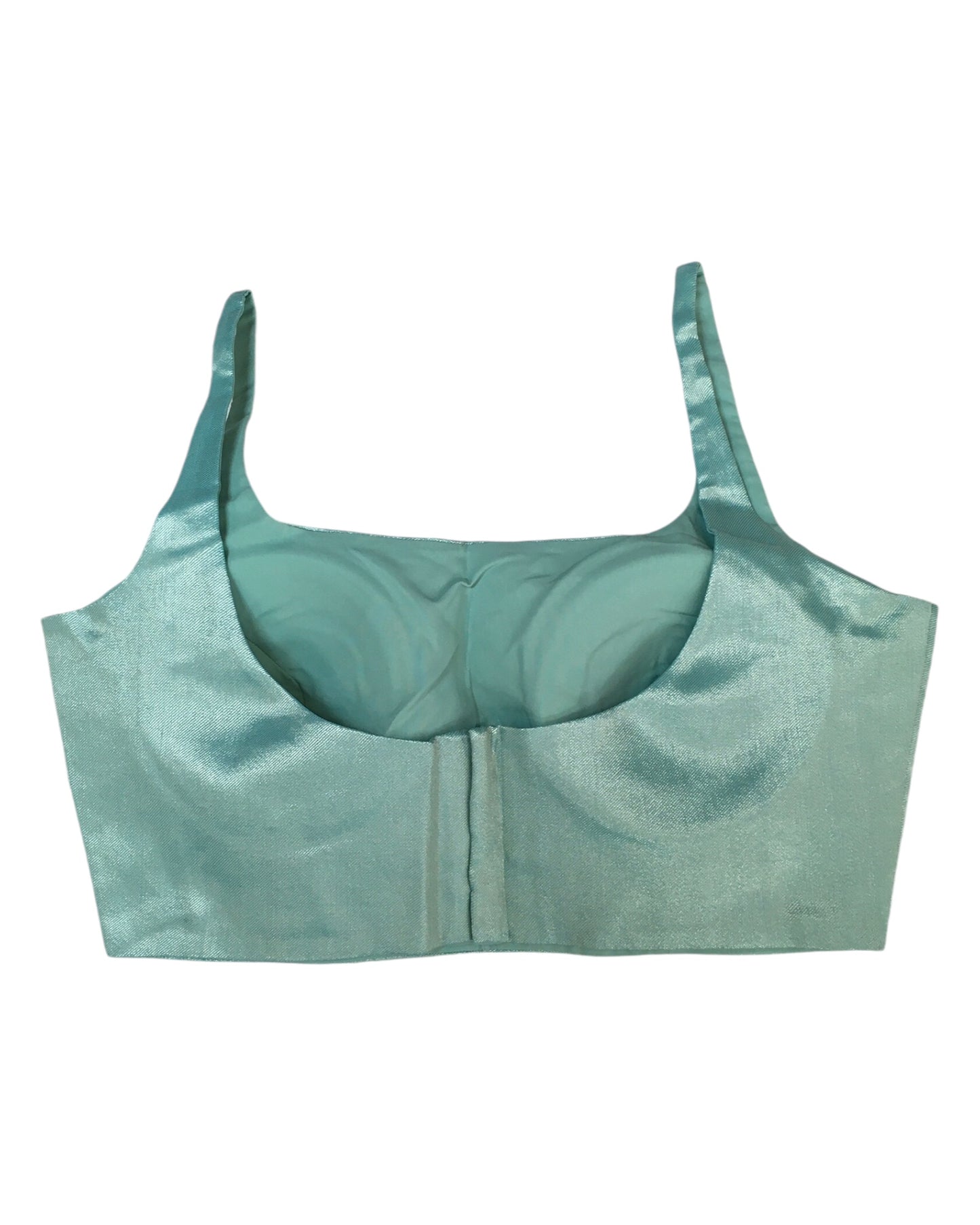 Sea Green - Rich Banarasi Thin Strap Designer Saree blouse with cups, 38" - UK Stock - Quick Delivery - RNK - R651- H