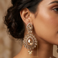 Gold / Neutral - Large - Antique Gold Finish Traditional Earrings - Bollywood - Weddings - 15ER549 07A26