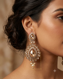 Gold / Neutral - Large - Antique Gold Finish Traditional Earrings - Bollywood - Weddings - 15ER549 07A26