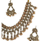 Peach - Medium - Antique Gold Finish Necklace Set with Earrings - RAK185 Cp 0724
