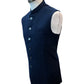 Navy Blue - Self Brocade - Premium Suede Feel Mens Indian Waistcoat - UK Stock - 24 hr Dispatch - VNS-JKT697/30 10KP25