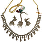 Gold / Neutral - Medium Size Antique Gold Finish Necklace Set with Earrings - KAJ1017 04C24