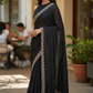 Black - Rich Saree with Stone Work Border and Blouse Piece - UK stock - 24hr Dispatch - RS2509 VA