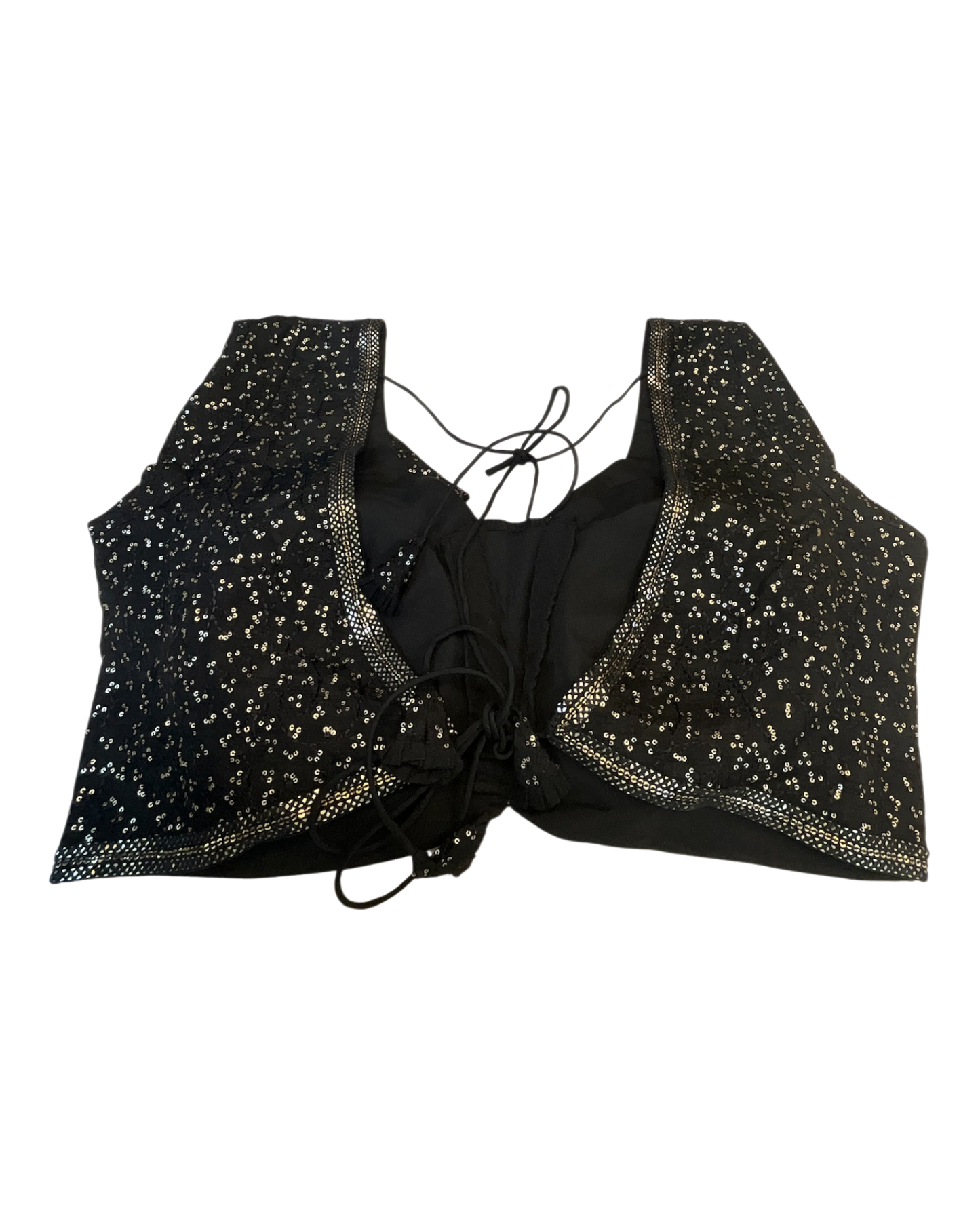 Size 42" / UK 16 - Black - Rich Silky Embroidered Saree blouse with cups - UK Stock - Quick Delivery - RNK - R885-KC
