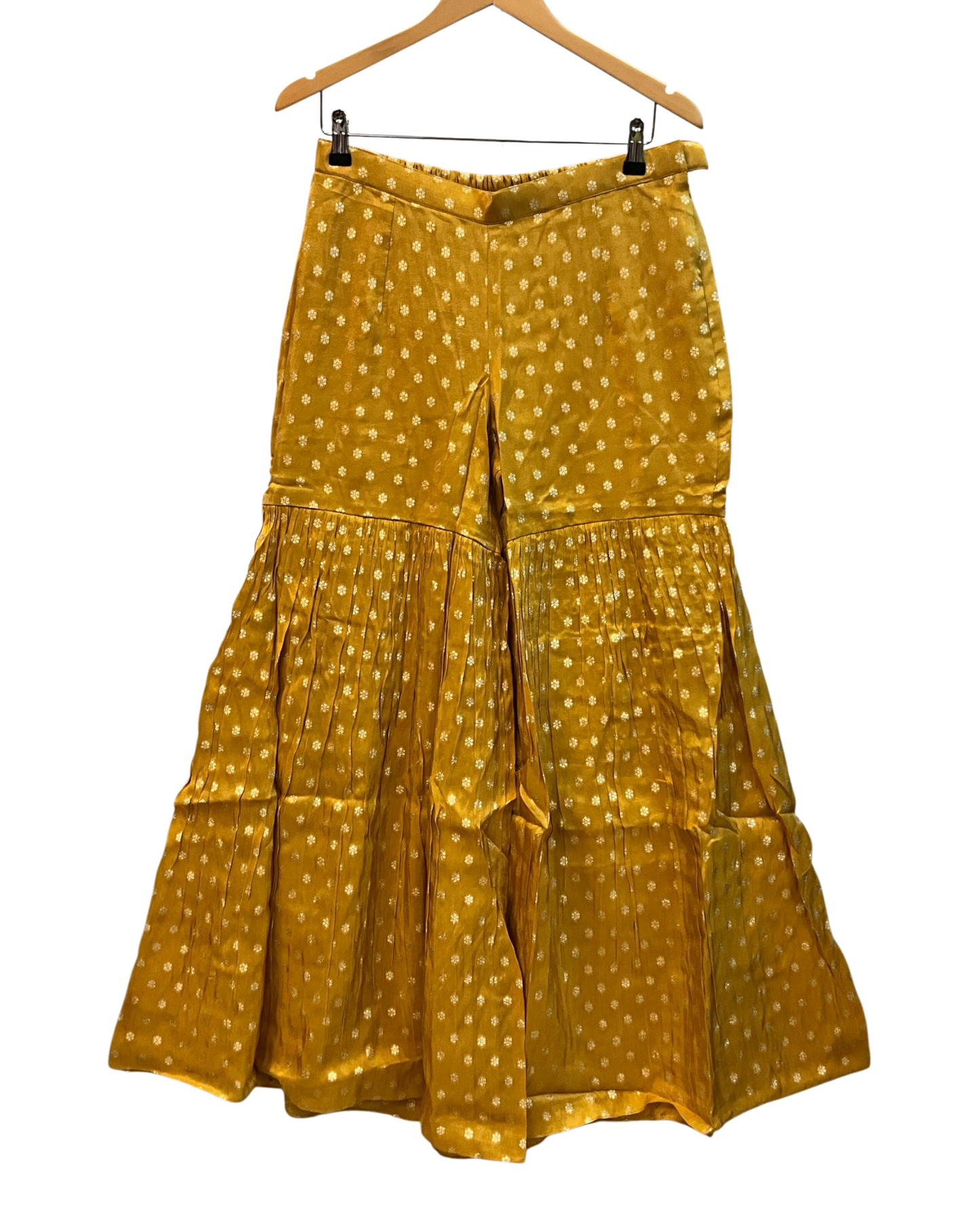 UK 12 / 38" - Haldi Yellow - Ladies Sharara / Palazzo Trousers Suit - UK Stock - Sangeet / Henna / Weddings - HEL6511 JP
