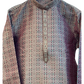 Pink and Sea Green - Banarasi Handloom Brocade Mens Indian Kurta set with Trousers - UK Stock - Weddings / Walimas , Sangeet, Diwali, Eid, Mehndi / Henna - VEE2452 VR