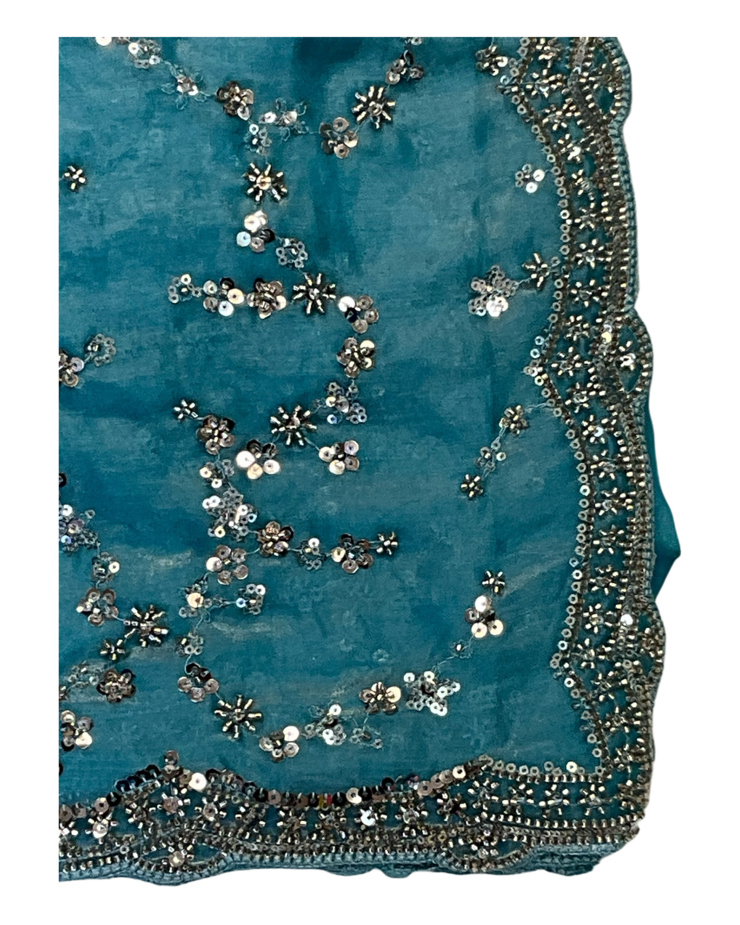 Light Blue - Rich Saree with Allover Sequins Work and Blouse Piece - UK stock - 24hr Dispatch - RS2503 JV