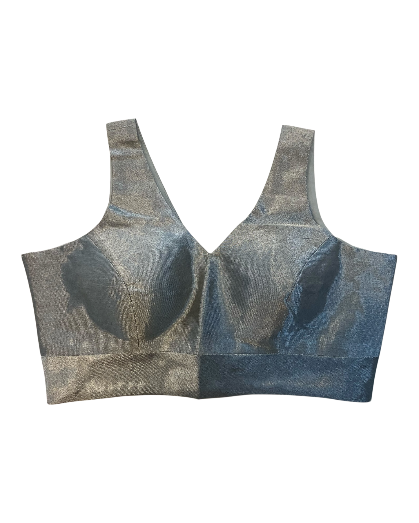 Light Grey / Silver - Silky Saree blouse with cups,  Sleeveless - 42" - UK Stock - Quick Delivery - RNK - R722A-KY